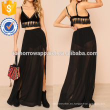 Tasseled Bralette &amp; Sheer Maxi Skirt Set Fabricación Venta al por mayor Moda Mujeres Ropa (TA4007SS)